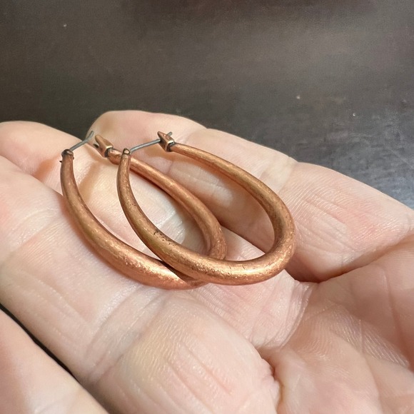 Oval Hoop Earrings Brown Copper Color Statement Dangle Earrings Women - Picture 9 of 13